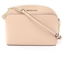 Michael Kors-Michael Kors Leather EMMY Shoulder Bag 35S9GTVC2L-Brown,Beige