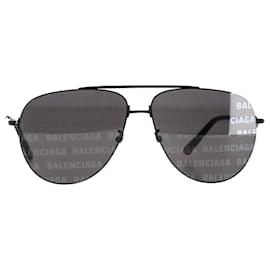 Balenciaga-Lunettes de soleil aviateur Balenciaga BB1003S Logo en métal noir-Noir