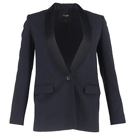 Maje Einreiher-Blazer aus marineblauer Schurwolle Blau Marineblau