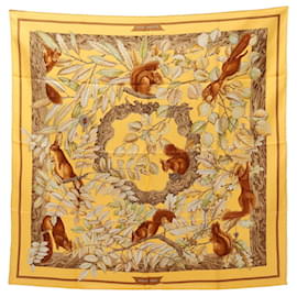 Hermès-Hermes Silk Carre 90 CASSE NOISETTE Scarf-Yellow