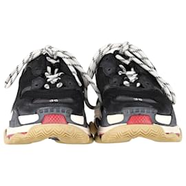 Balenciaga-Baskets Balenciaga Triple S en polyester noir, blanc et rouge-Noir
