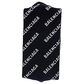 Balenciaga- Balenciaga Logo-Intarsia Scarf in Navy Blue Wool-Blue,Navy blue