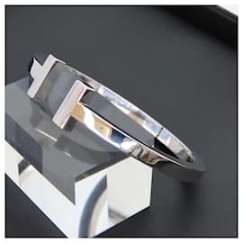 Tiffany & Co-Pulseira T Square em ouro branco 18K Tiffany & Co. Tamanho 17-Prata,Metálico
