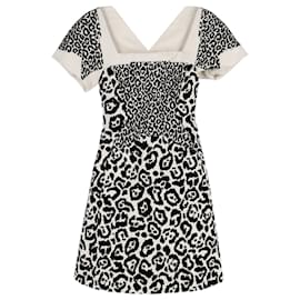 Autre Marque-Antonio Berardi Leopard Print Dress in Black and Cream Cotton-Multiple colors