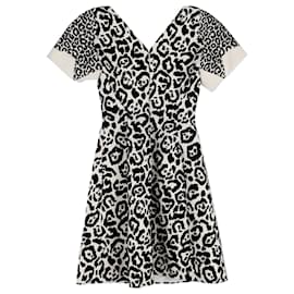 Autre Marque-Antonio Berardi Leopard Print Dress in Black and Cream Cotton-Multiple colors