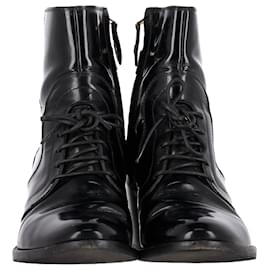 Louis Vuitton-Louis Vuitton Lace-Up Heeled Boots in Black Patent Leather-Black