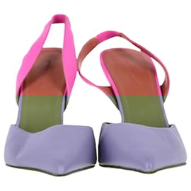 Amina Muaddi-Amina Muaddi Holli Sling Heels in Pink Leather-Pink