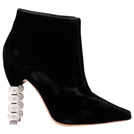 Sophia Webster Coco Crystal Embellished Boots in Black Suede Black