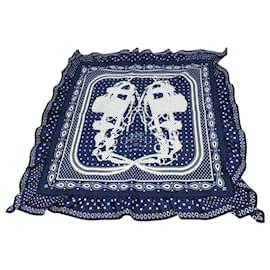 Hermès-Hermes Silk Carré 70 Brides de Gala Bandana Dot Scarf-Blue