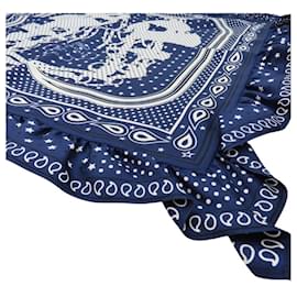 Hermès-Hermes Silk Carré 70 Brides de Gala Bandana Dot Scarf-Blue
