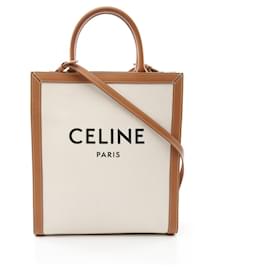 Céline-Celine Canvas Leather Small Vertical Cabas 2way Tote Bag 192082BNZ-White