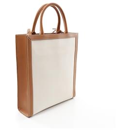 Céline-Celine Canvas Leather Small Vertical Cabas 2way Tote Bag 192082BNZ-White