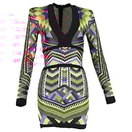 Balmain- Balmain Geometric Print Mini Dress in Multicolor Viscose-Multiple colors