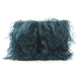 Pouch grande Passpartout in pelle e pelliccia mongola Valextra Nero