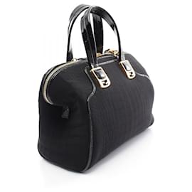 Fendi-Fendi Patent Leather Fabric Chameleon 2way Handbag 8BL114-Black