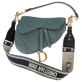 Dior-Dior Saddle Bag in Blue Leather-Blue