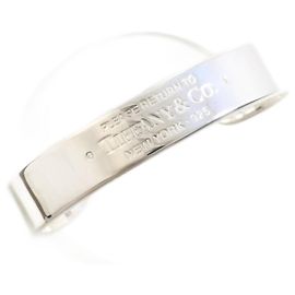 Tiffany & Co Tiffany Return to Narrow Cuff Silver Bangle with Diamond Silvery