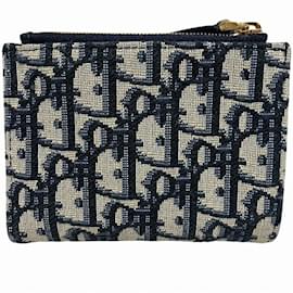 Christian Dior-Christian Dior Dior Trotter Compact Wallet-Navy blue