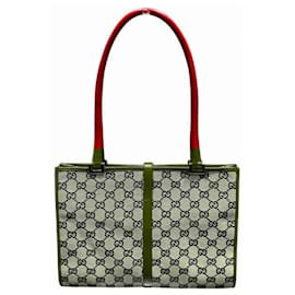 Gucci-Gucci Jackie 002-1073 GG Canvas Tote Bag-Red,Beige