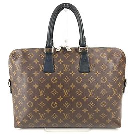 Louis Vuitton Monogram Macassar Aktentasche Porte Document Jour Braun Schwarz