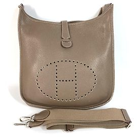 Hermès Sac à épaule Hermes Logo Perforé Evelyn GM 3 Marron Taupe