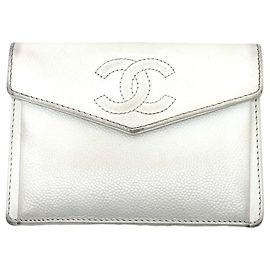 Chanel Coco Mark Flat Flap Wallet White