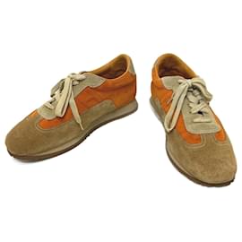 Hermès-Hermes Quick Sneakers in Brown and Orange-Brown,Orange