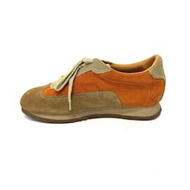 Hermès-Hermes Quick Sneakers in Brown and Orange-Brown,Orange