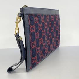 Gucci-Gucci Clutch Bag GG Wool 597627-Red,Navy blue