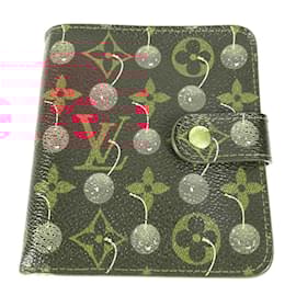 Louis Vuitton-Louis Vuitton Monogram Cherry Takashi Murakami Compact Zip Wallet-Brown,Red