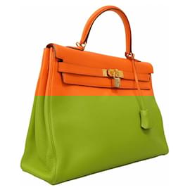 Hermès-Hermes Kelly 35 Handbag in Orange-Orange