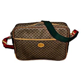 Borsa a Spalla Authentic Vintage Gucci Micro GG Web Strap Nero