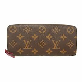 Louis Vuitton-Louis Vuitton Long Wallet Monogram Portefeuille Clemence-Brown,Fuschia