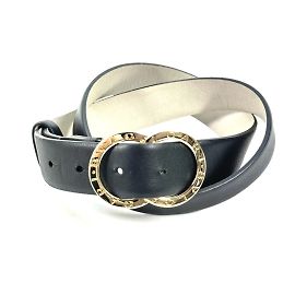 Bulgari Cinturón de cuero con hebilla logo Bvlgari Negro