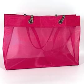 Balenciaga-Sac à bandoulière Balenciaga 741605 Mesh avec pochette Duty Free grand logo-Rose,Blanc