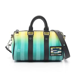 Louis Vuitton-Louis Vuitton Keepall XS Damier Stripe Handbag-Black,Green,Yellow