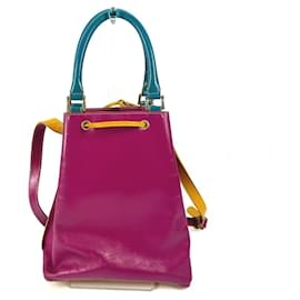 Fendi-Fendi Vintage Logo Tricolor Shoulder Bag-Pink,Blue,Yellow