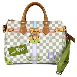 Louis Vuitton-Louis Vuitton Damier Azur Mini Boston Shoulder Bag-White