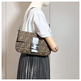 Fendi-Zucca Medium Canvas 2-Ways Baguette Bag Brown Jacquard-Brown