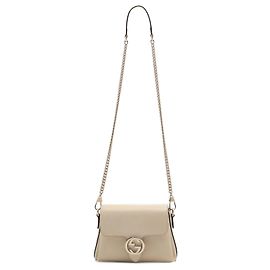 Gucci Bolsa de ombro de couro GG entrelaçado bege Bege