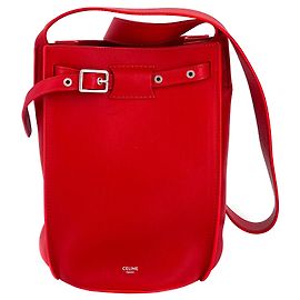 Céline Grande bolsa balde de couro vermelho Vermelho