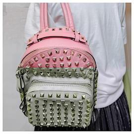 Valentino Garavani-Rockstuds Leather Pink Backpack-Pink