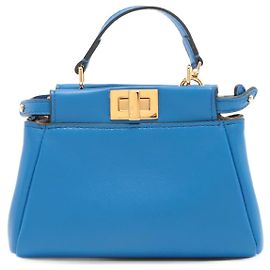 Fendi Peekaboo Micro Leather Blue 2-Way Top-handle Blue