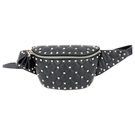 Valentino Garavani-Rockstud Leather Black Beltbag-Black
