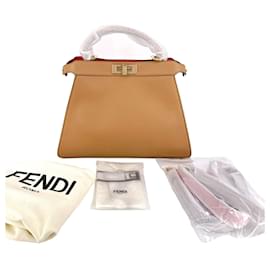 Fendi-Peekaboo ISeeU Medium Leather Beige & Orange 2-Way Top-handle-Multiple colors