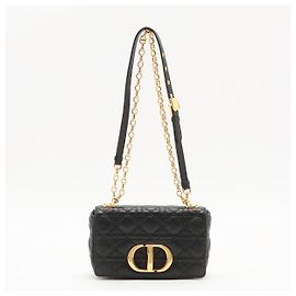 Dior Caro Cannage Small Leather 2-Way Chain Bag Black Black