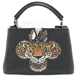 Louis Vuitton Capucines BB 2way Cuir Taurillon Léopard Noir Piégé Noir
