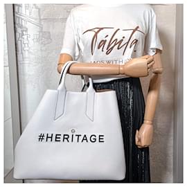 Autre Marque-Heritage Large Leather Offwhite Tote Bag-White