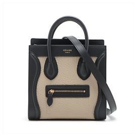 Céline Borsa tote in pelle nano nera e beige Multicolore