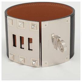 Hermès Schwarzes Lederarmband Kelly Dog Xtreme Schwarz